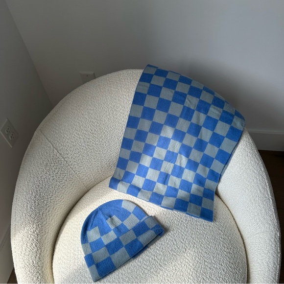 OAK+FORT Checkered Matching Hat and Scarf - Picture 1 of 1